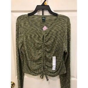 Wild Fable crop top green long sleeves